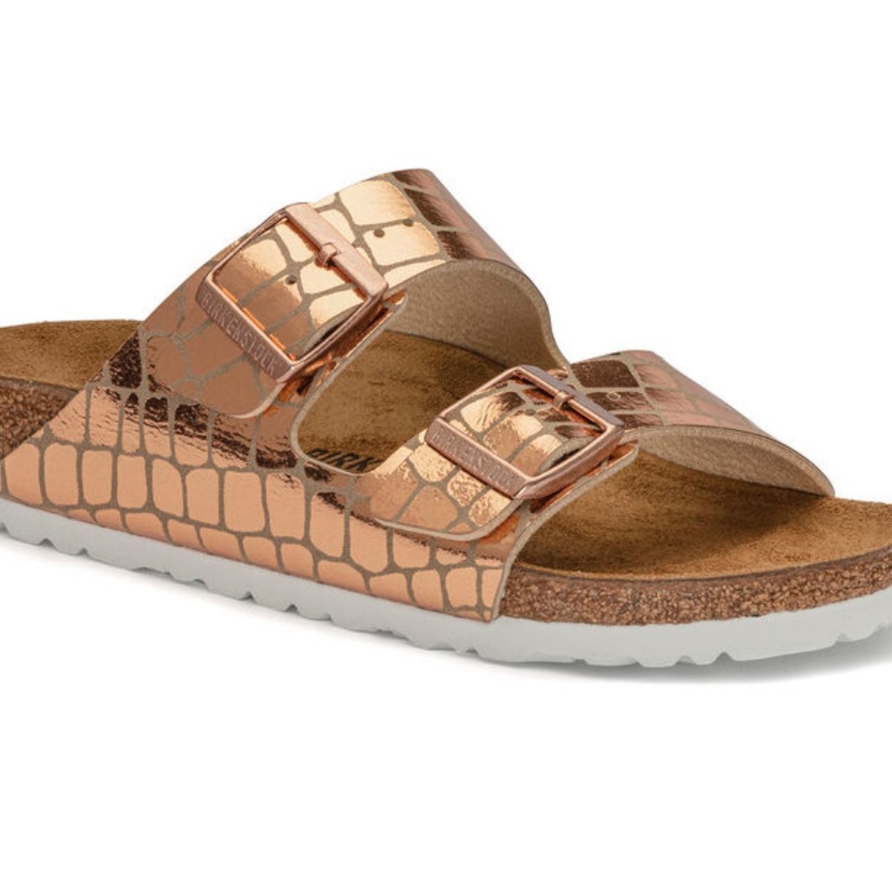 BNWT Birkenstock Arizona Gator Sandals Bronze - Picture 4 of 10